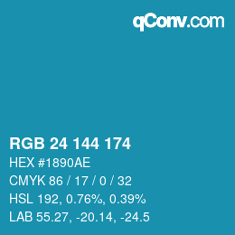 颜色代码: RGB 24 144 174 | qconv.com