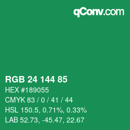 Color code: RGB 24 144 85 | qconv.com
