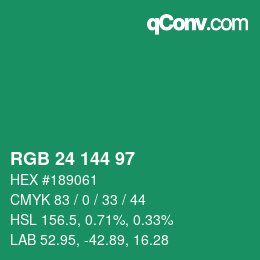 Color code: RGB 24 144 97 | qconv.com