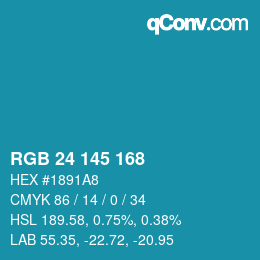 Color code: RGB 24 145 168 | qconv.com
