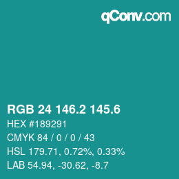 カラーコード: RGB 24 146.2 145.6 | qconv.com