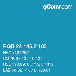 カラーコード: RGB 24 146.2 183 | qconv.com