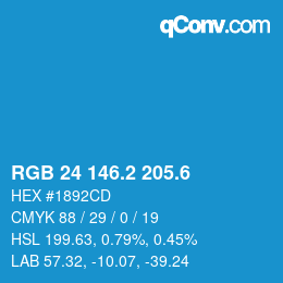 カラーコード: RGB 24 146.2 205.6 | qconv.com