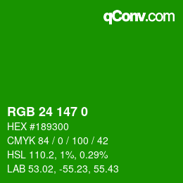 Color code: RGB 24 147 0 | qconv.com