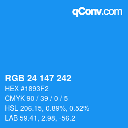 Color code: RGB 24 147 242 | qconv.com