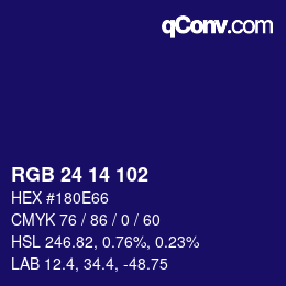 Color code: RGB 24 14 102 | qconv.com