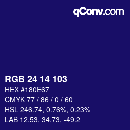 カラーコード: RGB 24 14 103 | qconv.com