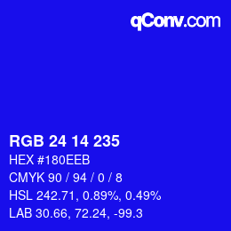 Color code: RGB 24 14 235 | qconv.com