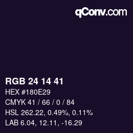 カラーコード: RGB 24 14 41 | qconv.com