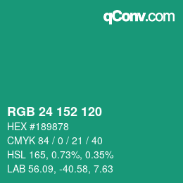 Color code: RGB 24 152 120 | qconv.com