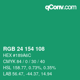 Color code: RGB 24 154 108 | qconv.com