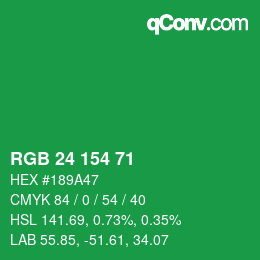 Color code: RGB 24 154 71 | qconv.com