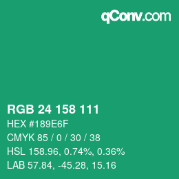 Color code: RGB 24 158 111 | qconv.com
