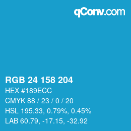 カラーコード: RGB 24 158 204 | qconv.com