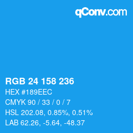 颜色代码: RGB 24 158 236 | qconv.com