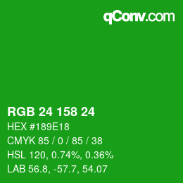 カラーコード: RGB 24 158 24 | qconv.com