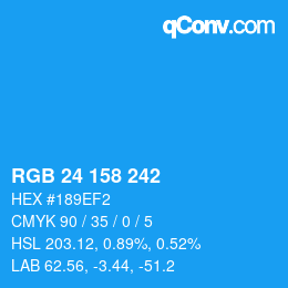 颜色代码: RGB 24 158 242 | qconv.com