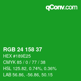 Color code: RGB 24 158 37 | qconv.com