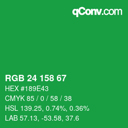Color code: RGB 24 158 67 | qconv.com