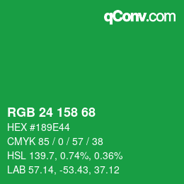 颜色代码: RGB 24 158 68 | qconv.com