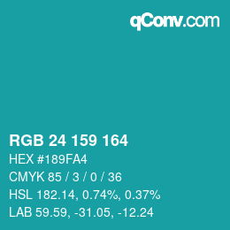 Color code: RGB 24 159 164 | qconv.com