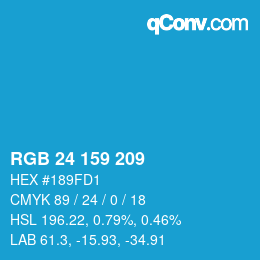 Color code: RGB 24 159 209 | qconv.com