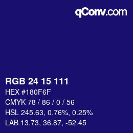 Color code: RGB 24 15 111 | qconv.com