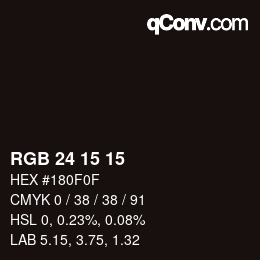 Color code: RGB 24 15 15 | qconv.com