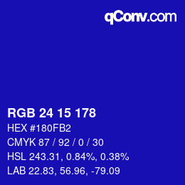Color code: RGB 24 15 178 | qconv.com