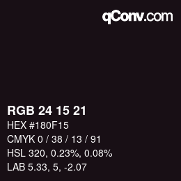 カラーコード: RGB 24 15 21 | qconv.com