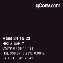 Color code: RGB 24 15 23 | qconv.com