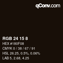カラーコード: RGB 24 15 8 | qconv.com