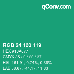 Color code: RGB 24 160 119 | qconv.com