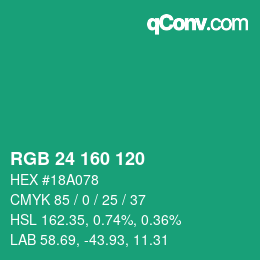 Color code: RGB 24 160 120 | qconv.com