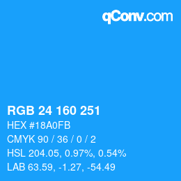 Color code: RGB 24 160 251 | qconv.com