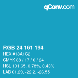 カラーコード: RGB 24 161 194 | qconv.com