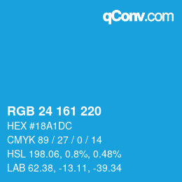 Color code: RGB 24 161 220 | qconv.com