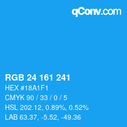 Color code: RGB 24 161 241 | qconv.com