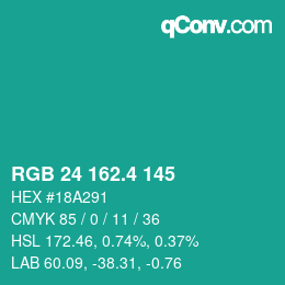 カラーコード: RGB 24 162.4 145 | qconv.com