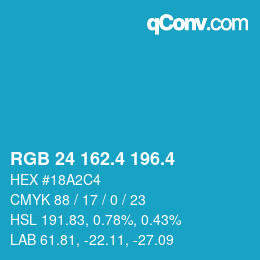 カラーコード: RGB 24 162.4 196.4 | qconv.com