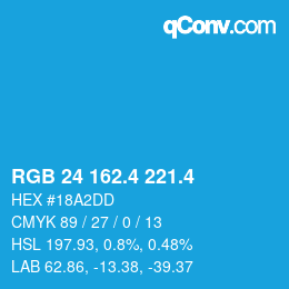 カラーコード: RGB 24 162.4 221.4 | qconv.com