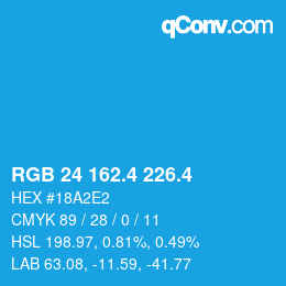 カラーコード: RGB 24 162.4 226.4 | qconv.com