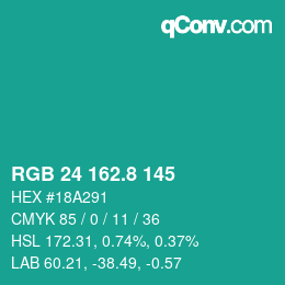 カラーコード: RGB 24 162.8 145 | qconv.com