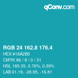 カラーコード: RGB 24 162.8 176.4 | qconv.com