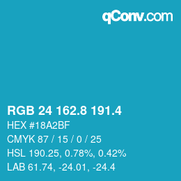 カラーコード: RGB 24 162.8 191.4 | qconv.com
