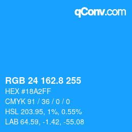 カラーコード: RGB 24 162.8 255 | qconv.com