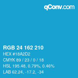 Color code: RGB 24 162 210 | qconv.com
