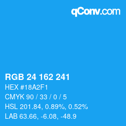 Color code: RGB 24 162 241 | qconv.com