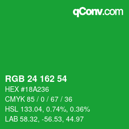 Color code: RGB 24 162 54 | qconv.com