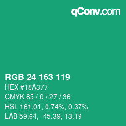 カラーコード: RGB 24 163 119 | qconv.com